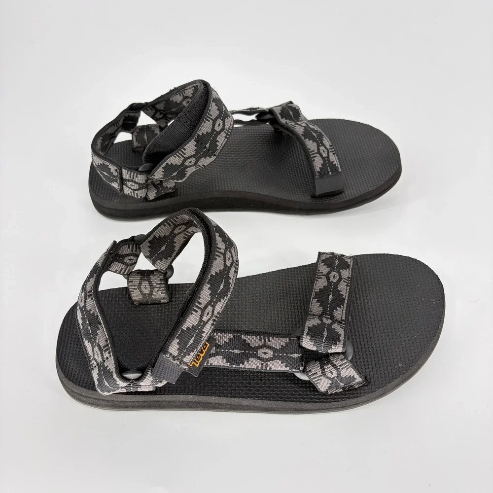 Teva Original Universal Sandals Black Grey Geometric Strappy Mens 7 Womens 9